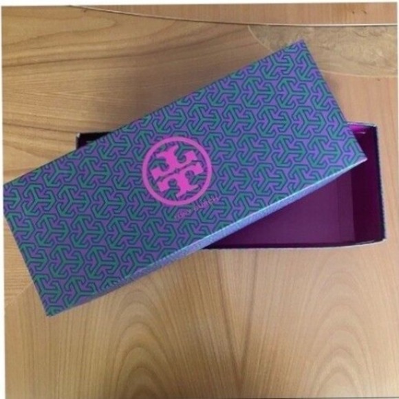 Tory Burch Box for Flip Flops or Shoes Purple Green‎ Patterned - Picture 1 of 7